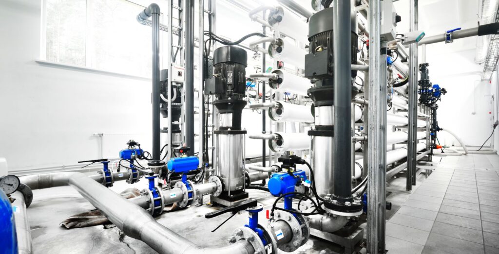 reverse osmosis system, large industrial water treament and boiler room