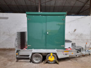 Bore-home G.R.P unit ready to be transported to a new installation for a client in Northumberland.